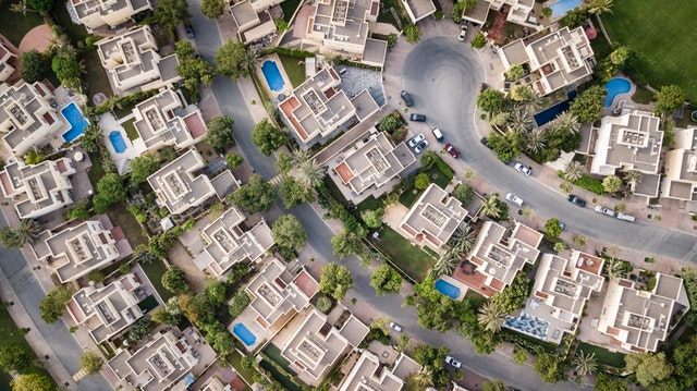 Aerial shot architecture of a Village